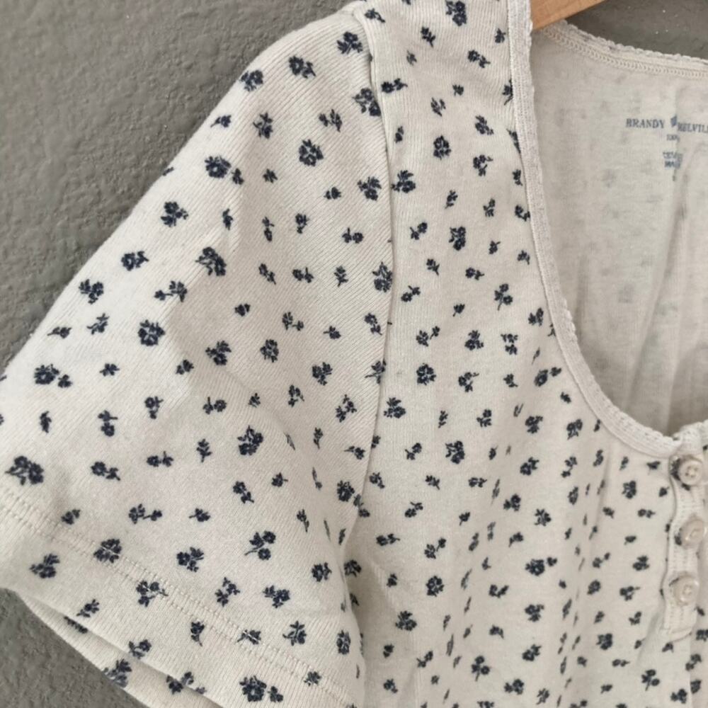 Brandy Melville Pointelle Knit Cottagecore Floral Matching Set Loungewear - Picture 6 of 10